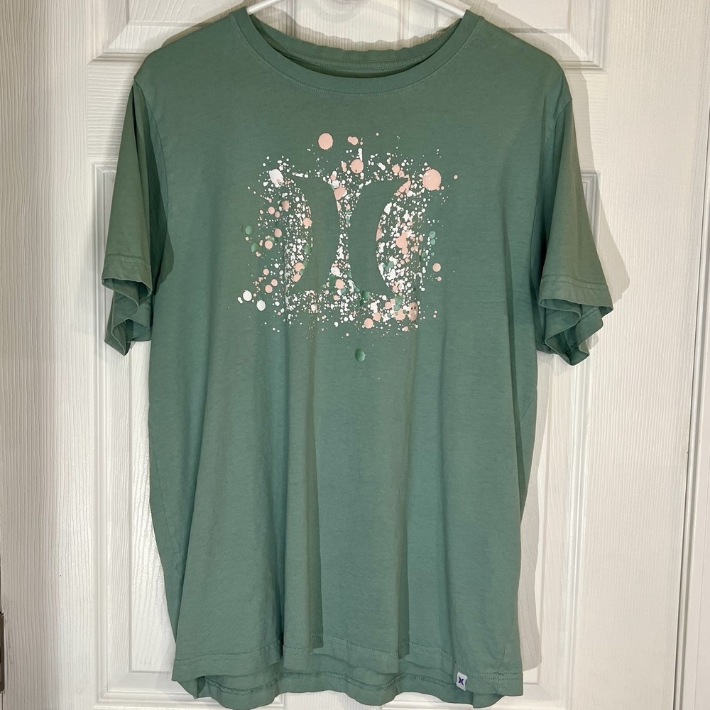 Hurley Women's Paint Splatter Logo Short Sleeve T Shirt XL